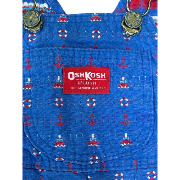 Vintage OshKosh B’gosh Sailor Nautical Shortalls 6-9 Mos Romper Vestback USA - Picture 3 of 10